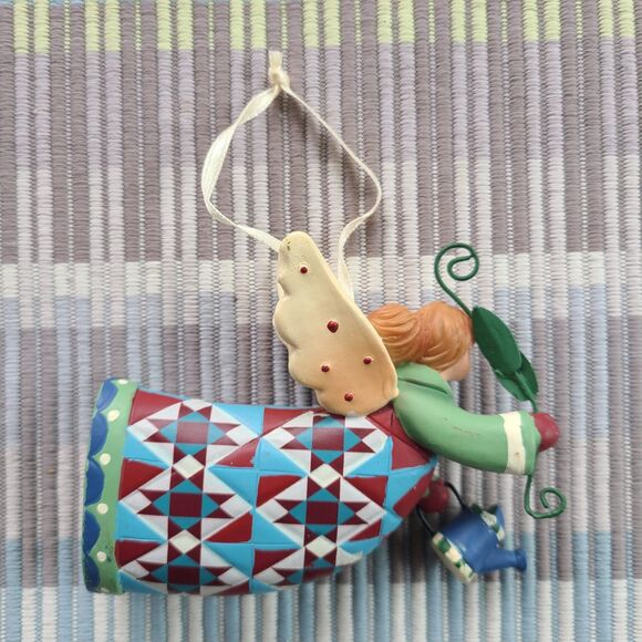 Vintage 2004 Ranger Int'l Gardening Folk Art Angel Ornament Watering Can & Vine - Picture 6 of 10
